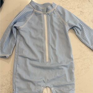 Janie and Jack Light Blue Gingham Bathing Suit